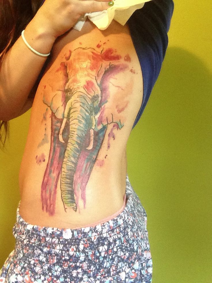 Watercolor Elephant Tattoo Idea
