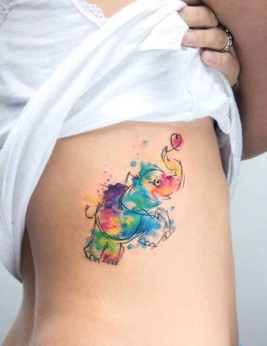 Watercolor Elephant Tattoos