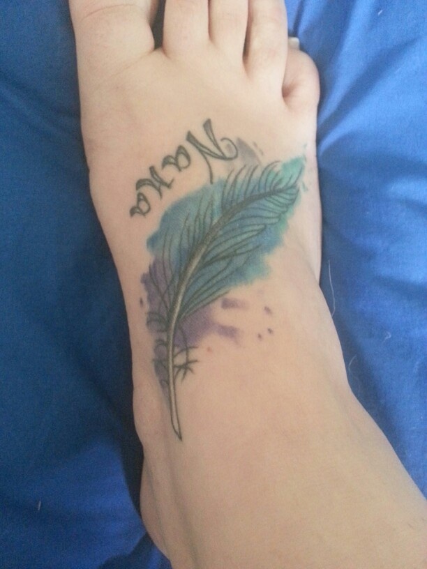 Watercolor Feather Tattoo 2003