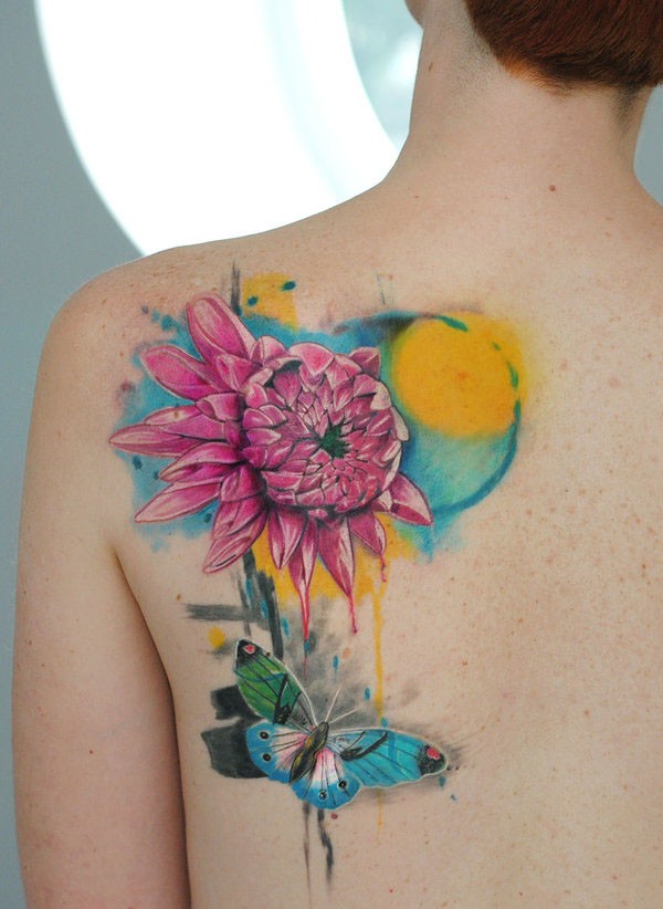 Watercolor Flower Tattoo New