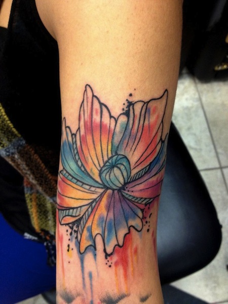 Watercolor Flower Tattoo On Arm