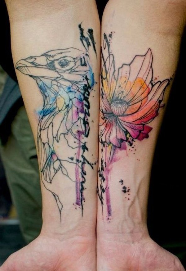 Watercolor Flower Tattoo new