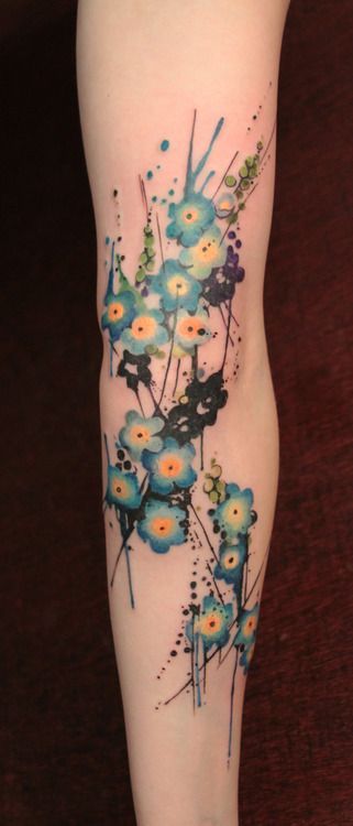 Watercolor Forget Me Not Tattoo