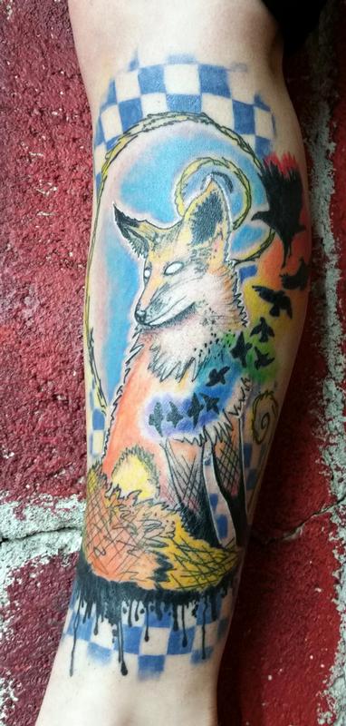 Watercolor Fox Tattoo Design New