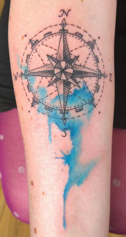 Watercolor Geometric Tattoo Idea
