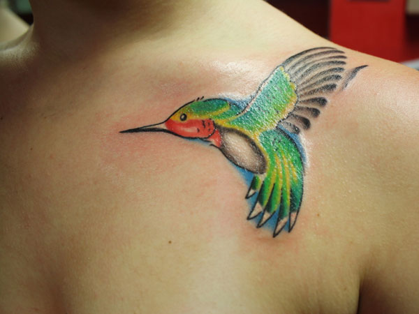 Watercolor Hummingbird Tattoo Design