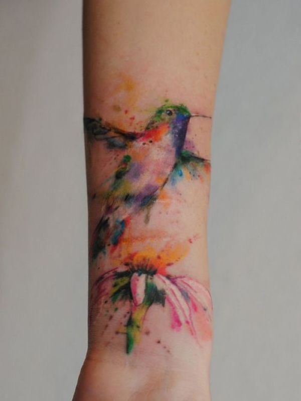 Watercolor Hummingbird Tattoo New