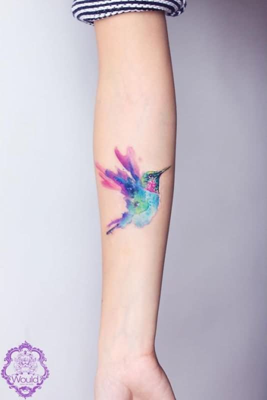 Watercolor Hummingbird Tattoo2001
