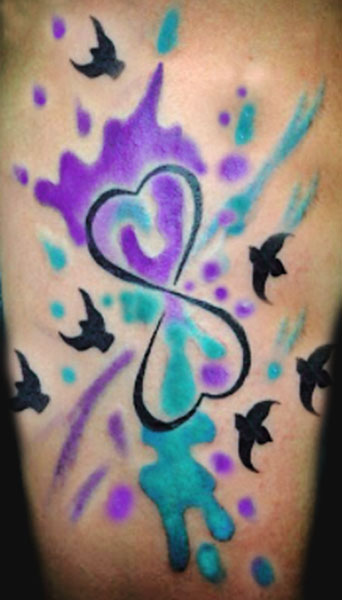 Watercolor Infinity Cross Tattoo