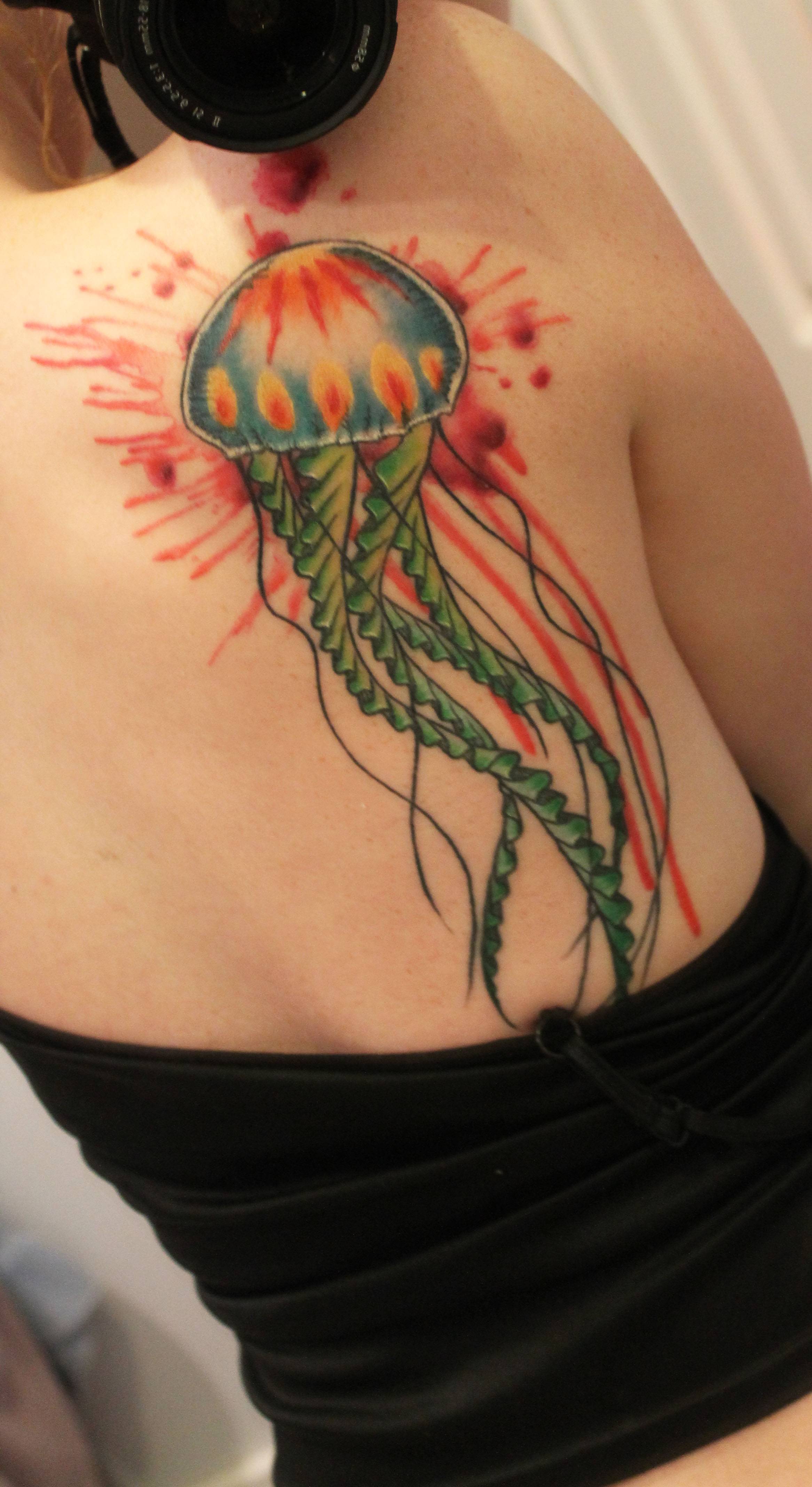 Watercolor Jellyfish Tatto Design