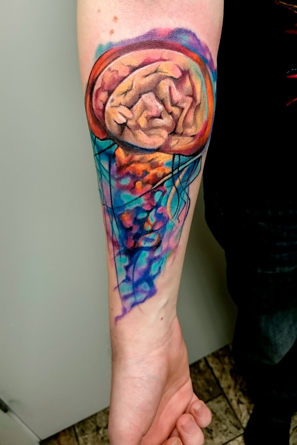 Watercolor Jellyfish Tattoo Hand