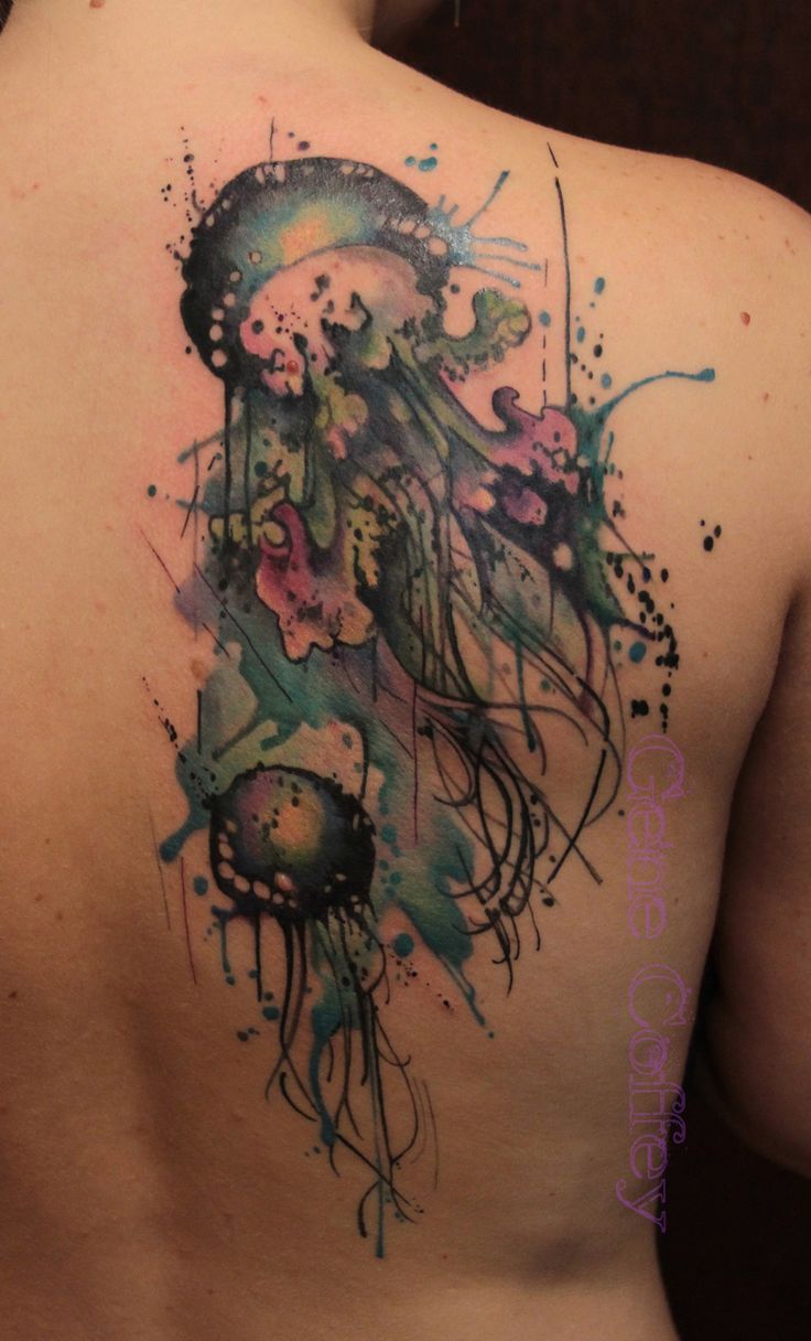 Watercolor Jellyfish Tattoos