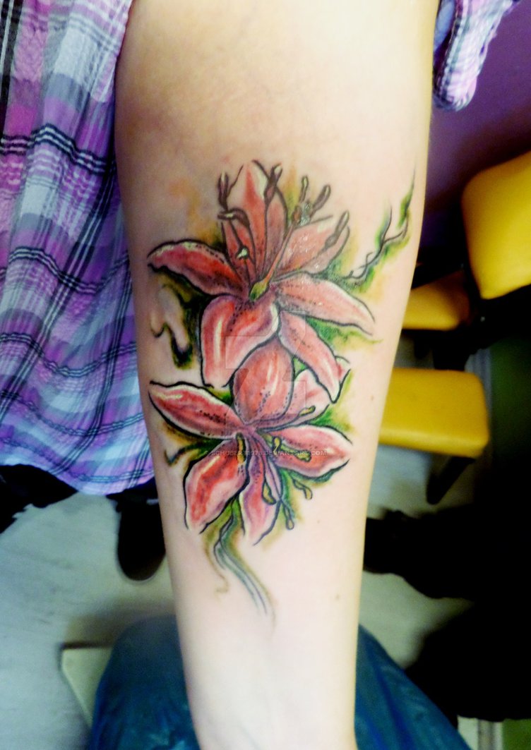 Watercolor Lily Tattoo New