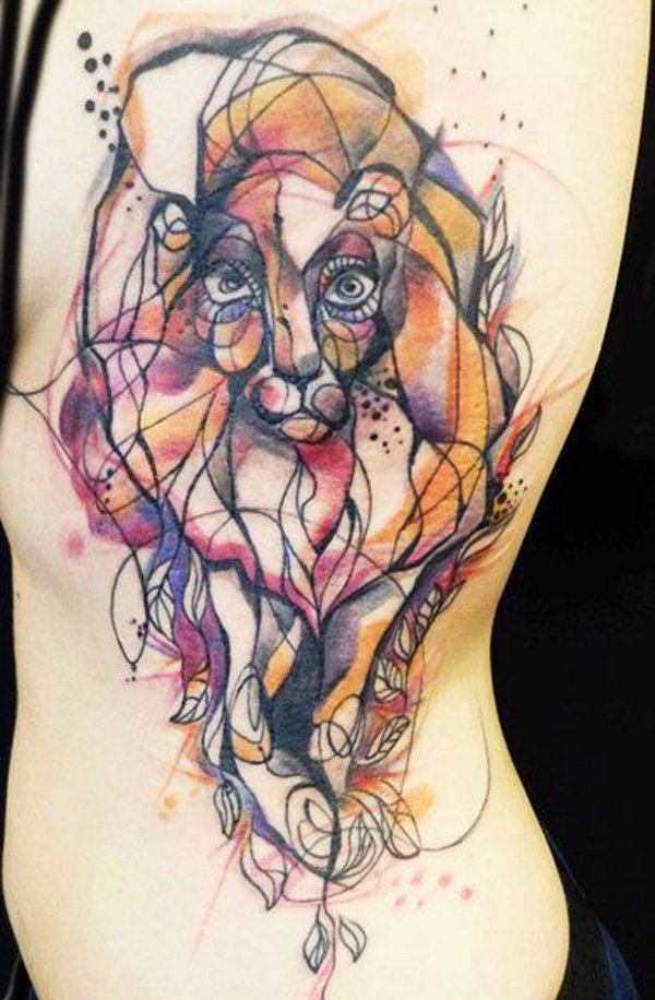 Watercolor Lion Tattoo 2000