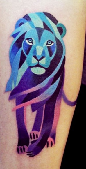 Watercolor Lion Tattoo 2001