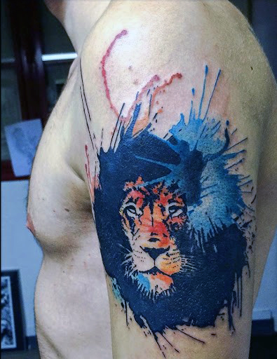 Watercolor Lion Tattoos Men