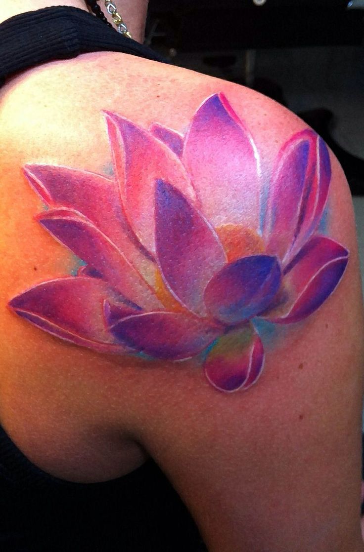 Watercolor Lotus Flower Tattoo Ideas