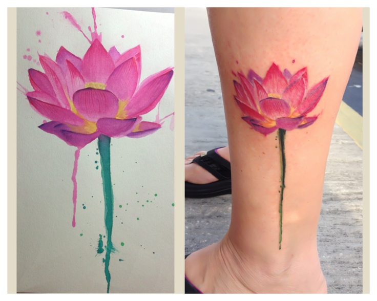 Watercolor Lotus Flower Tattoo