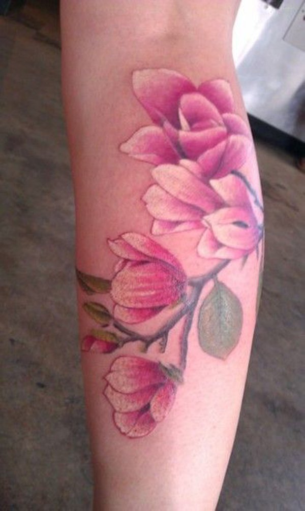 Watercolor Magnolia Tattoos for Women