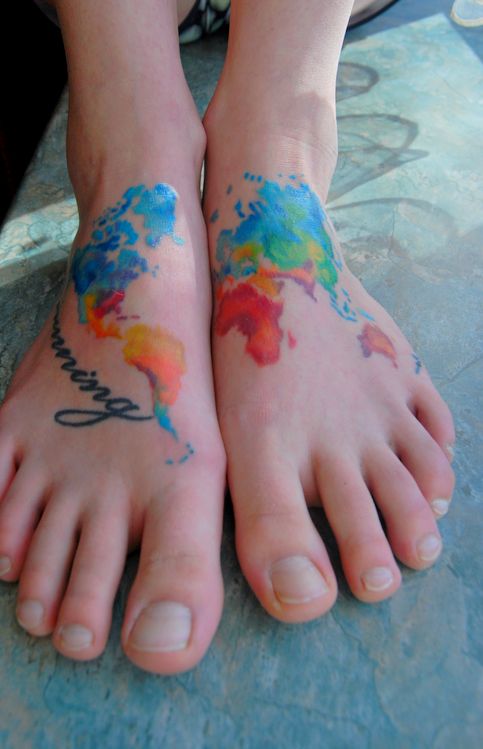 Watercolor Map Tattoo