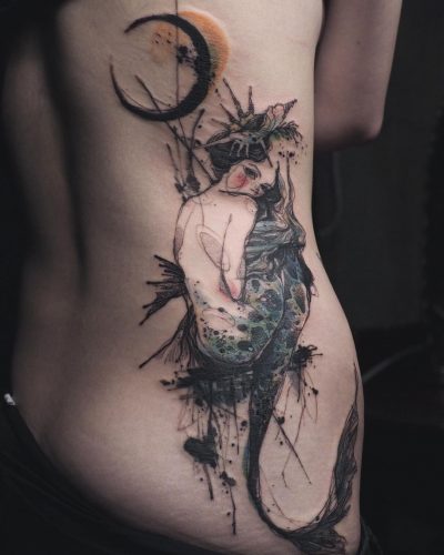 Watercolor Mermaid Tattoo New Design