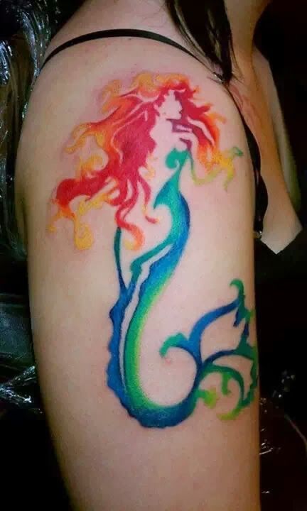 Watercolor Mermaid Tattoo
