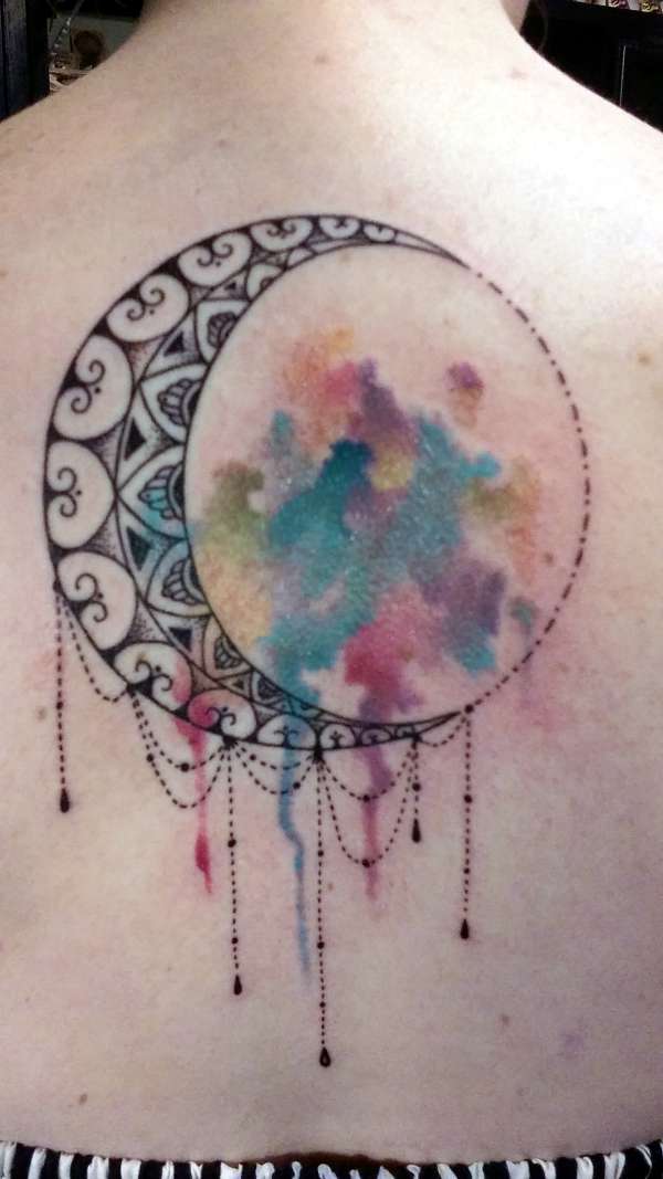 Watercolor Moon Tattoo Mandala