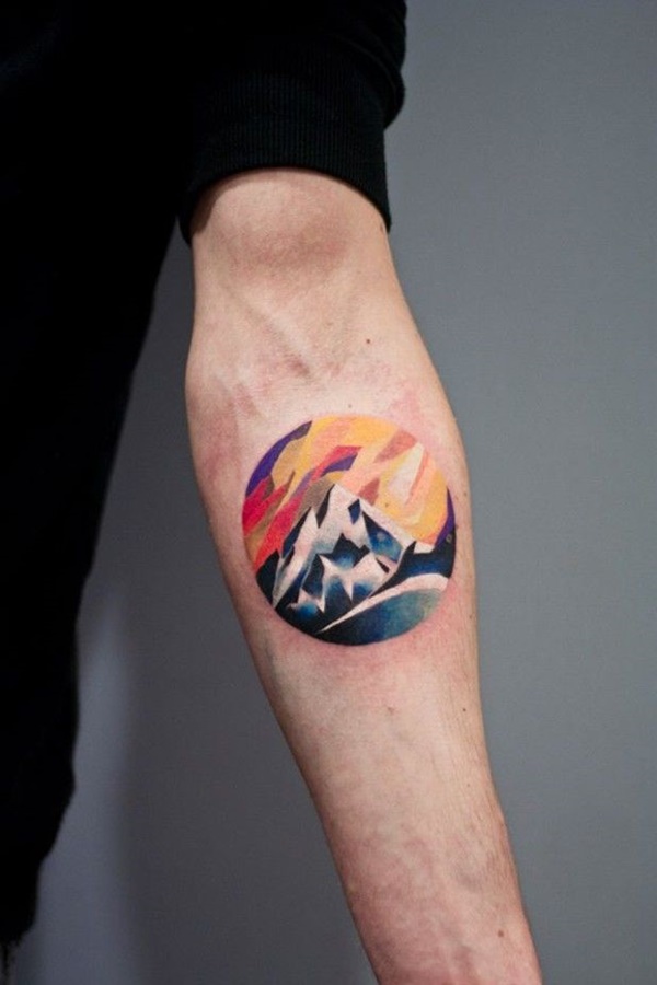 Watercolor Mountain Tattoo.