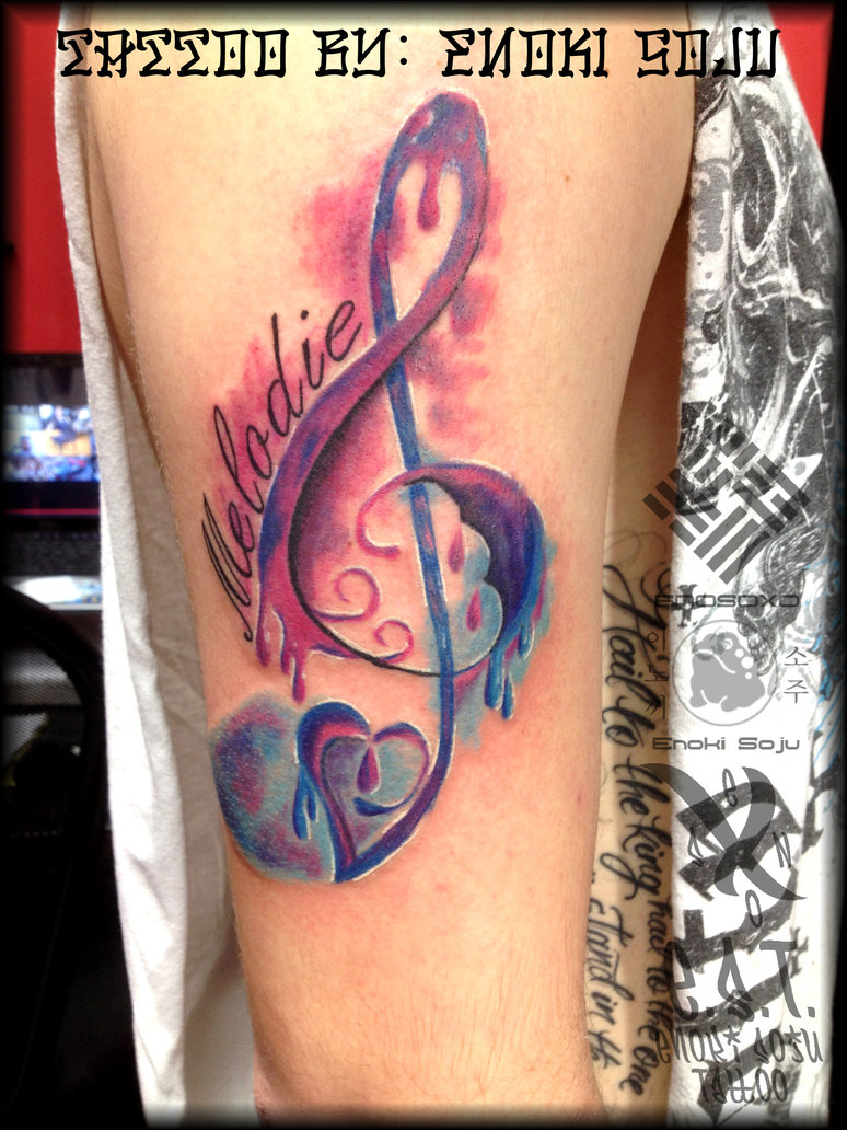 Watercolor Music Note Tattoo