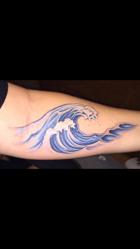 Watercolor Ocean Waves Tattoo