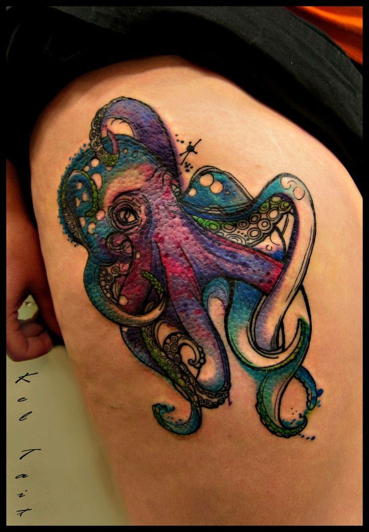 Watercolor Octopus Tattoo