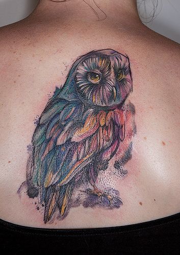 Watercolor Owl Tattoo 2011