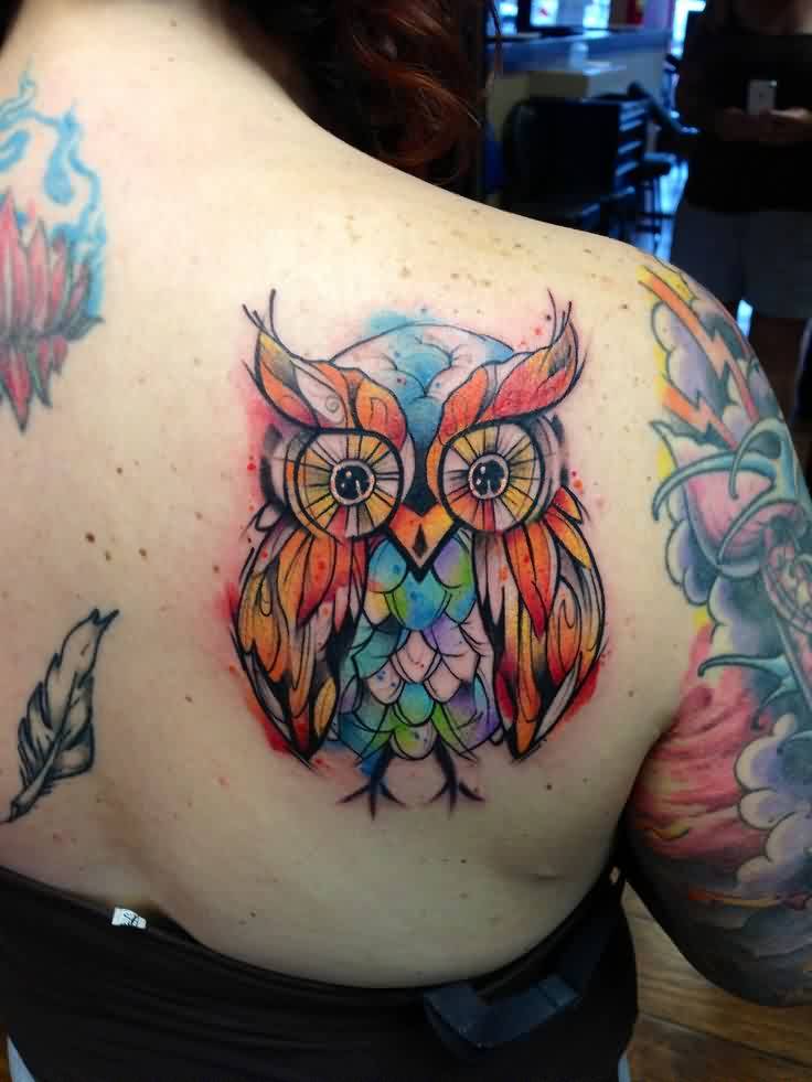 Watercolor Owl Tattoo