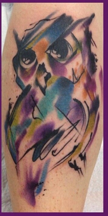 Watercolor Owl Tattoo hand ideas