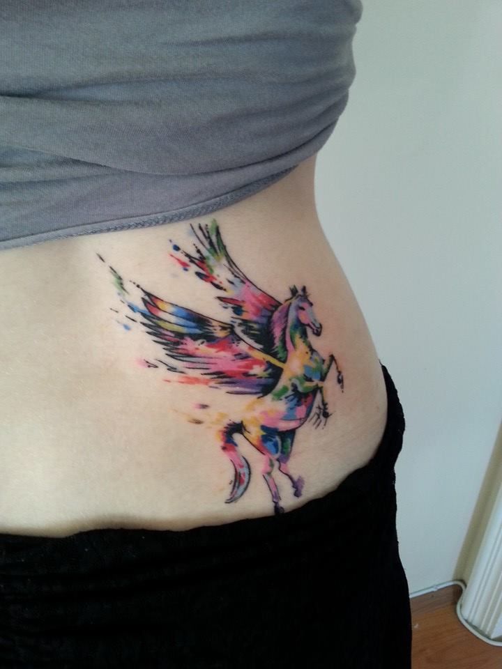 Watercolor Pegasus Tattoo Design New