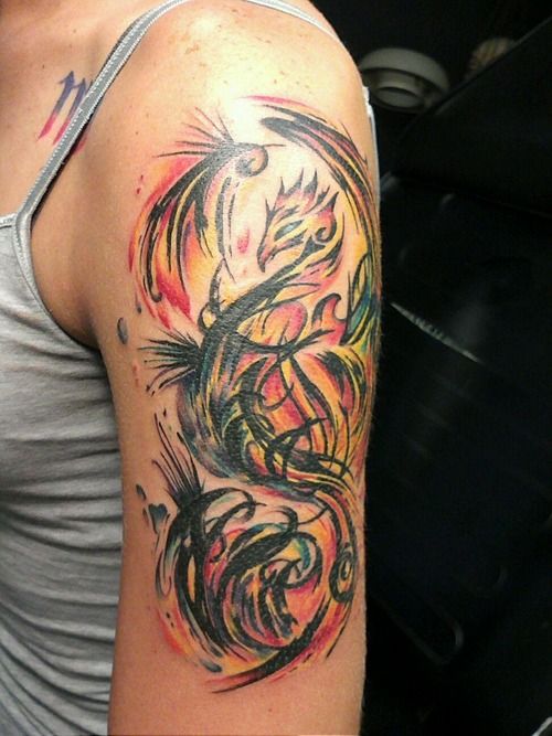 Watercolor Phoenix Tattoo Black Ideas