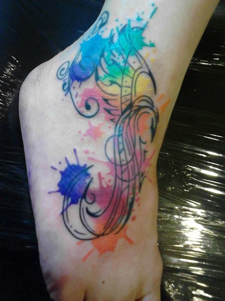 Watercolor Phoenix Tattoo Design