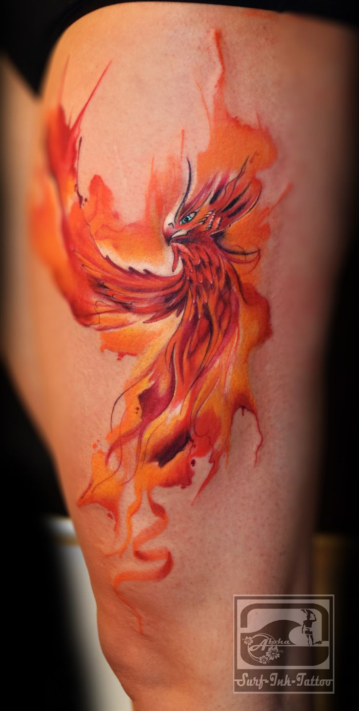 Watercolor Phoenix Tattoo Idea