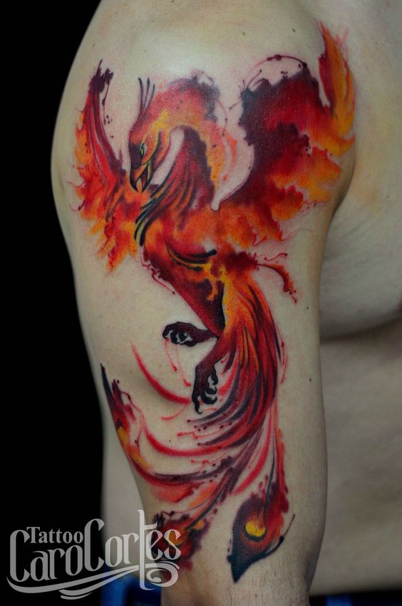 Watercolor Phoenix Tattoos New