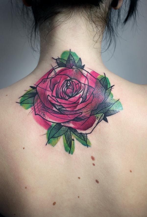 Watercolor Rose Tattoo Love
