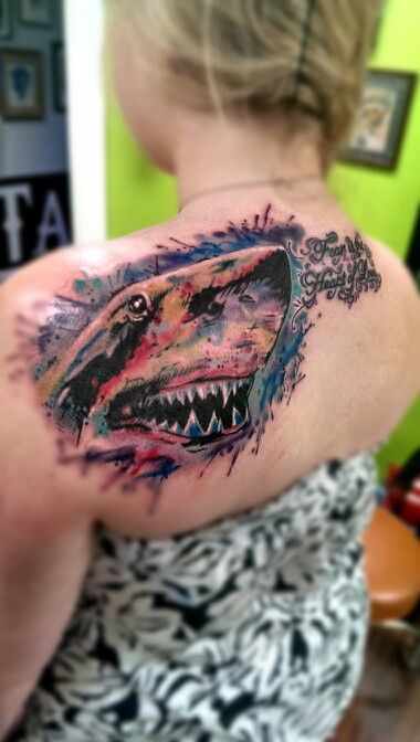 Watercolor Shark Tattoo