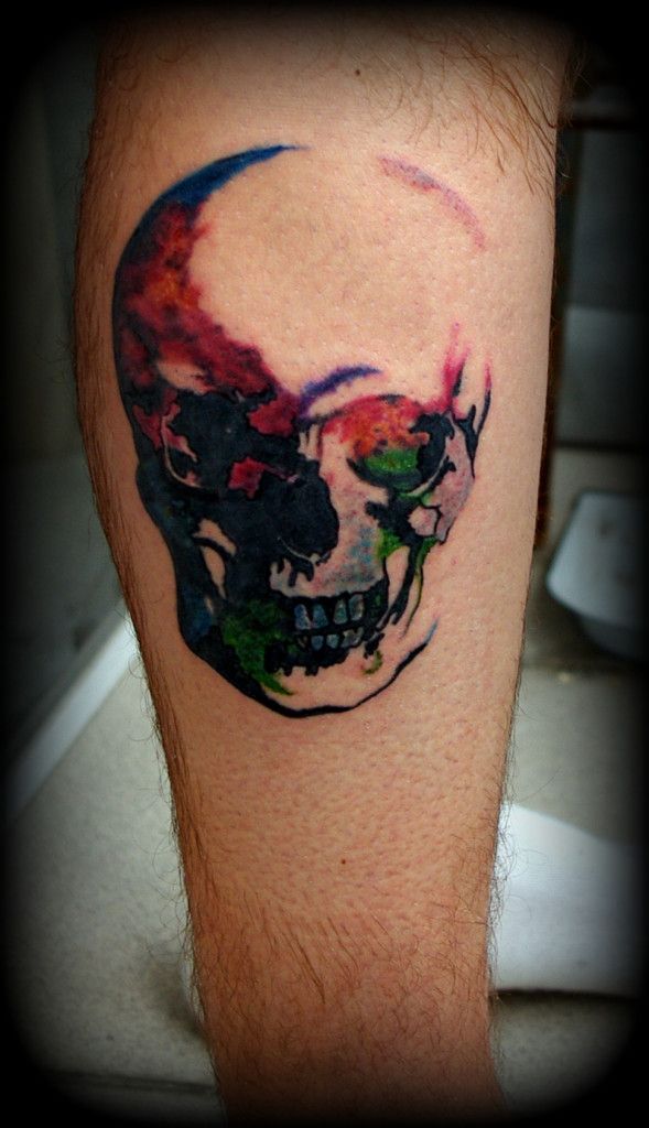 Watercolor Skull Tattoos 2000