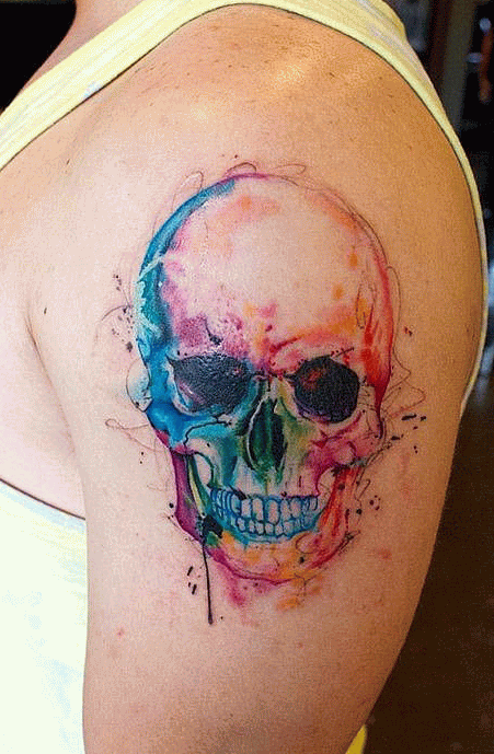 Watercolor Skull Tattoos