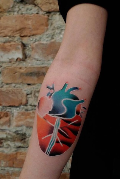 Watercolor Tattoo Abstract Heart hand