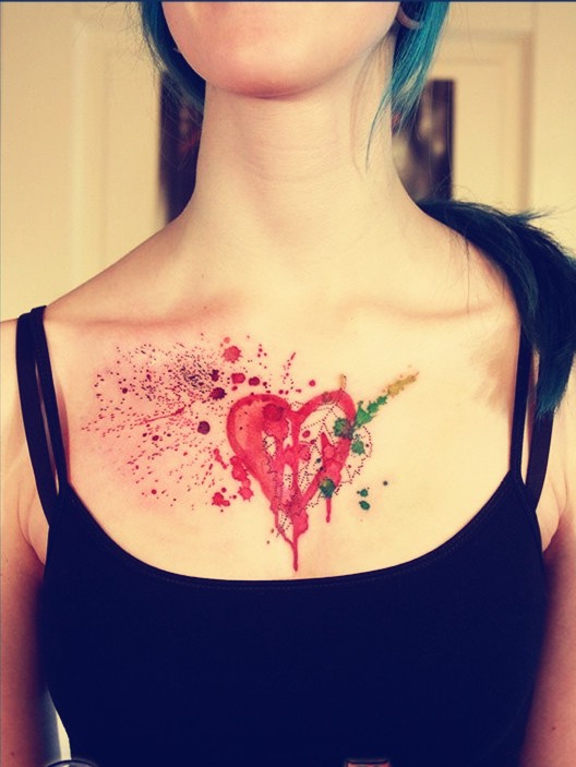 Watercolor Tattoo Abstract Heart