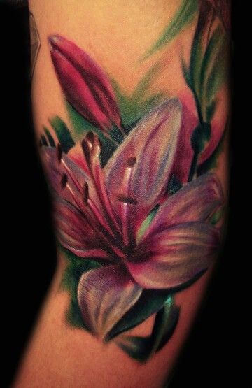 Watercolor Tattoo Lily Flower