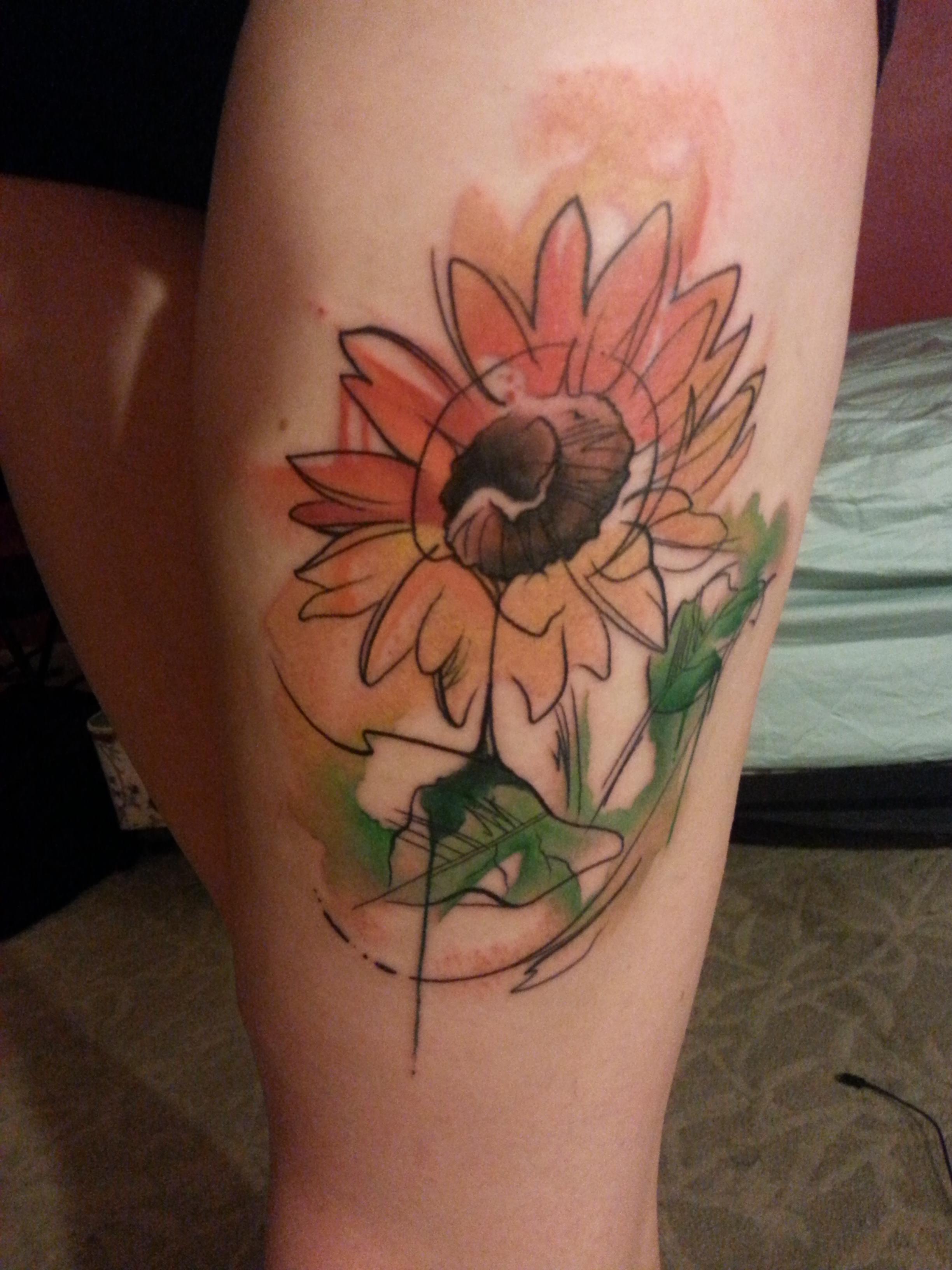 Watercolor Tattoo Sunflower