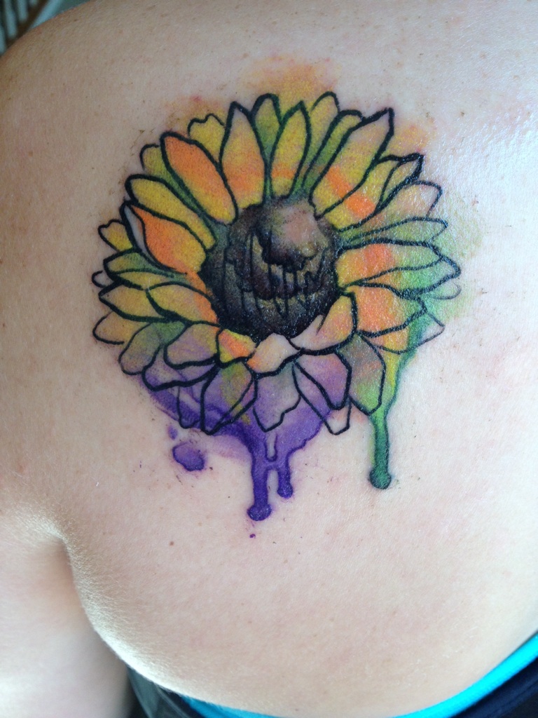 Watercolor Tattoo Sunflowers Design