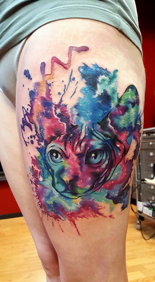 Watercolor Tattoo Thigh