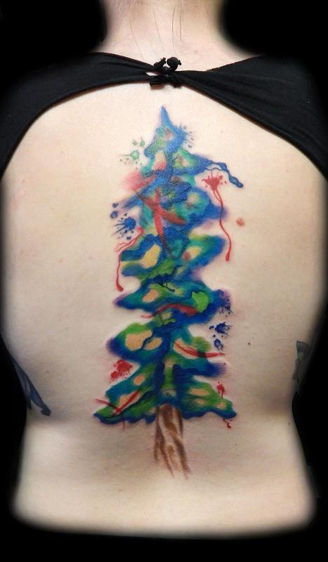 Watercolor Tattoo with Tree